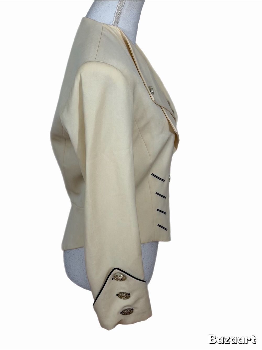 Entre Deux Modes by Carrie Rouveyrol Women’s Cropped Blazer Jacket Ivory Size 6 - Picture 3 of 8